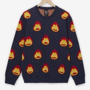 NWT BoxLunch Studio Ghibli Howl's Moving Castle Calcifer Allover Print Sweater
